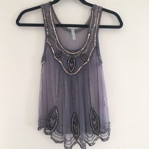 Free People sheer beaded tank.